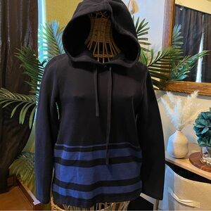 J. Crew Black and Blue Hooded Bomber Jacket unisex sz XS pockets,cotton